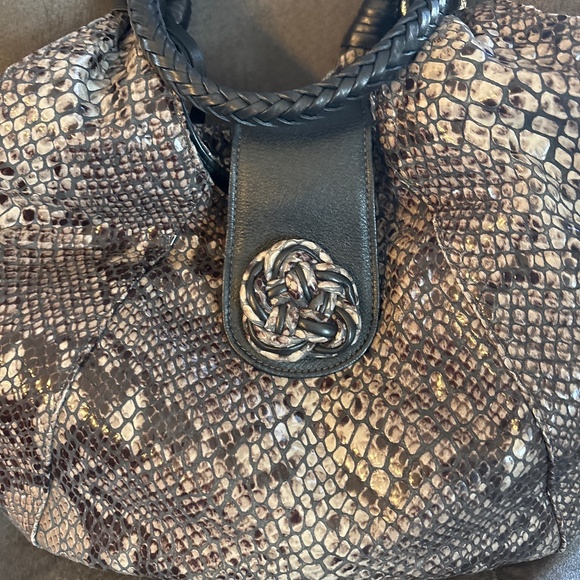 Vintage Brighton Snakeskin Leather Print Shoulder Handbag - Picture 2 of 8